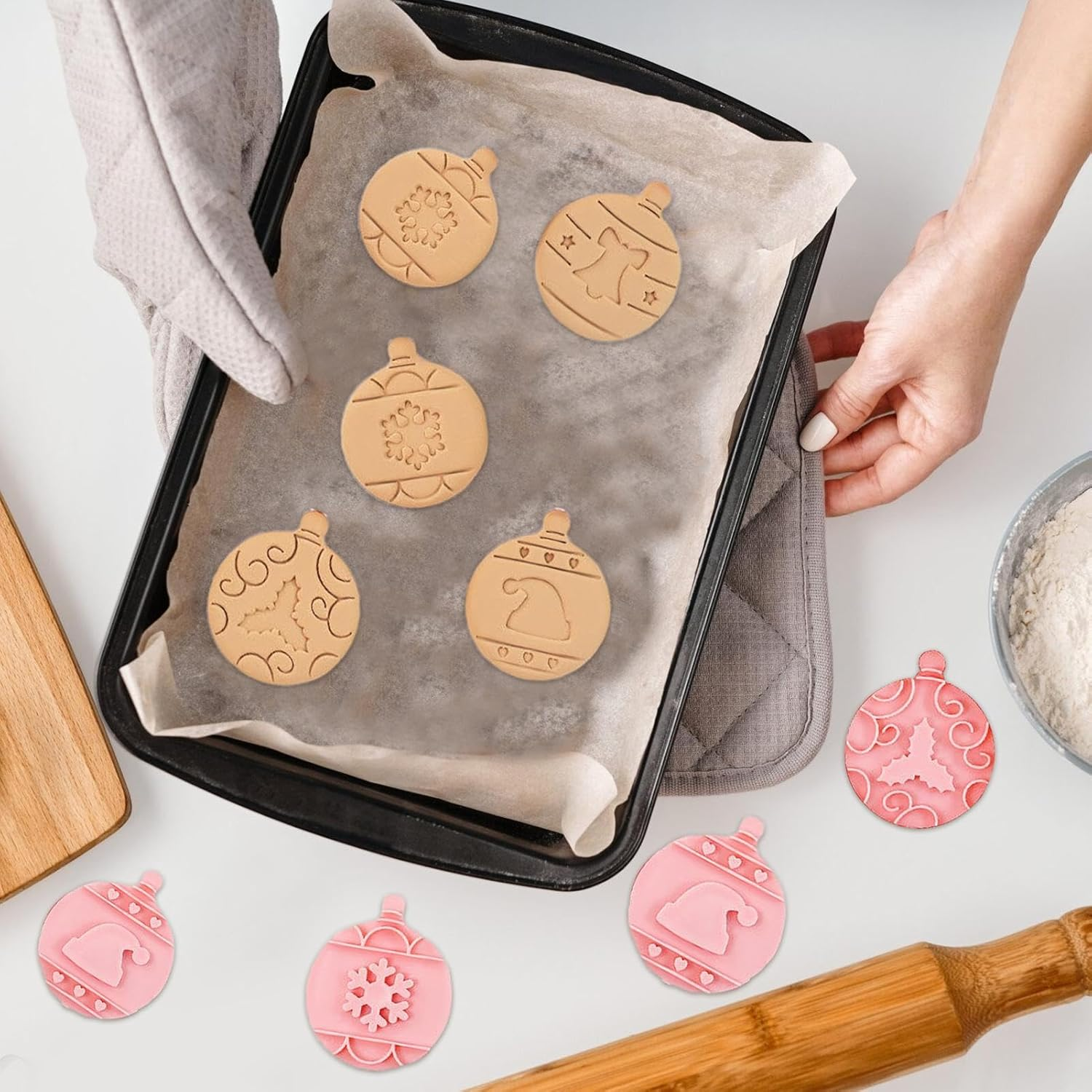 Embossing Cookie Cutters - Baking Mold Embossing Cookie Shapes | Christmas Cookie Cutter Kit for , Fondant, Cake Decoration image number 5