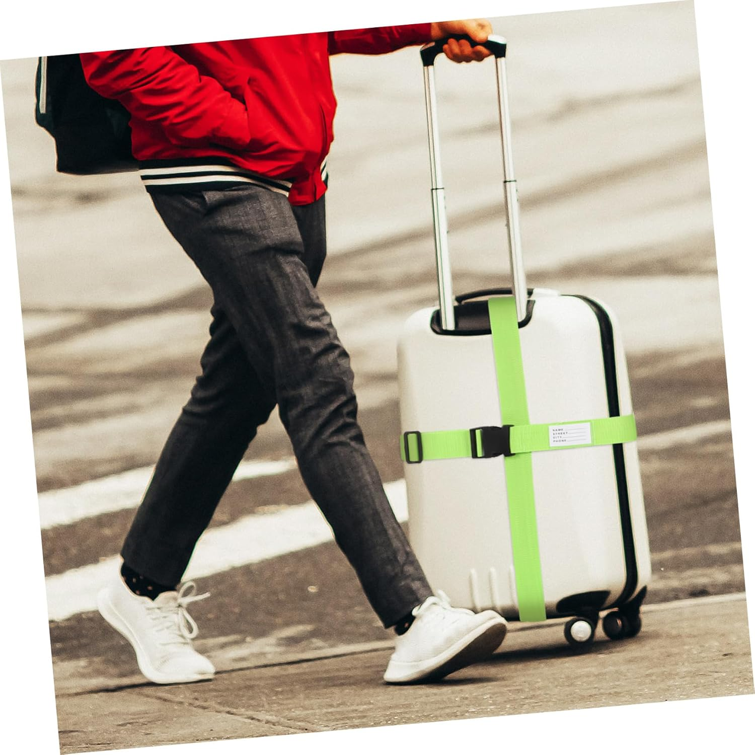 WEKAMOS 4Pcs Adjustable Luggage Straps with Quick Release Buckles Fluorescent Suitcase Secure Belts for Travel Suitcases Tear Resistant Travel Accessories image number 5