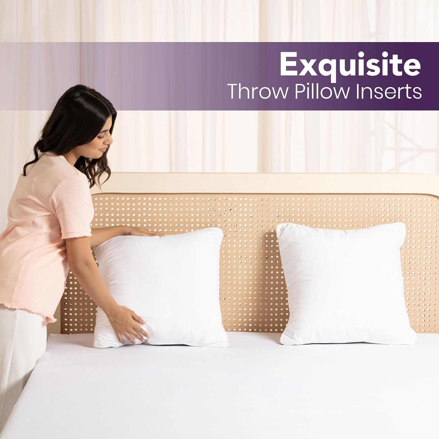 Utopia Bedding Throw Pillows Insert (Pack of 2, White) - 60 X 60 Cm Bed and Couch Pillows - Indoor Decorative Pillows