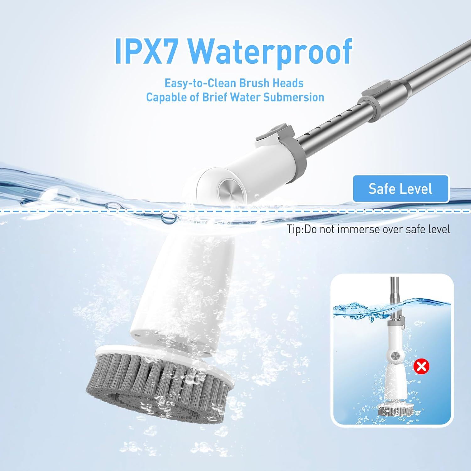 Quntis Electric Spin Scrubber, 2024 Upgrade Cordless Cleaning Brush with 6 Replaceable Brush Heads and 2 Adjustable Speeds, Power Shower Scrubber for Bathroom, Tub, Tile, Floor, Kitchen, Window