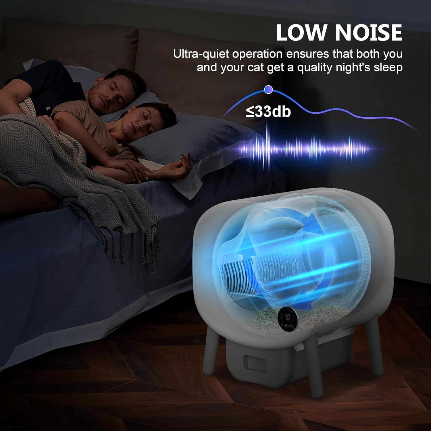 MINYII Self Cleaning Cat Litter Box with Mat & Baffle Plate, 76L+13L Large Capacity, Smart Automatic Cat Litter Box for Multiple Cats, APP Control/Low Noise/Safety Protection image number 6