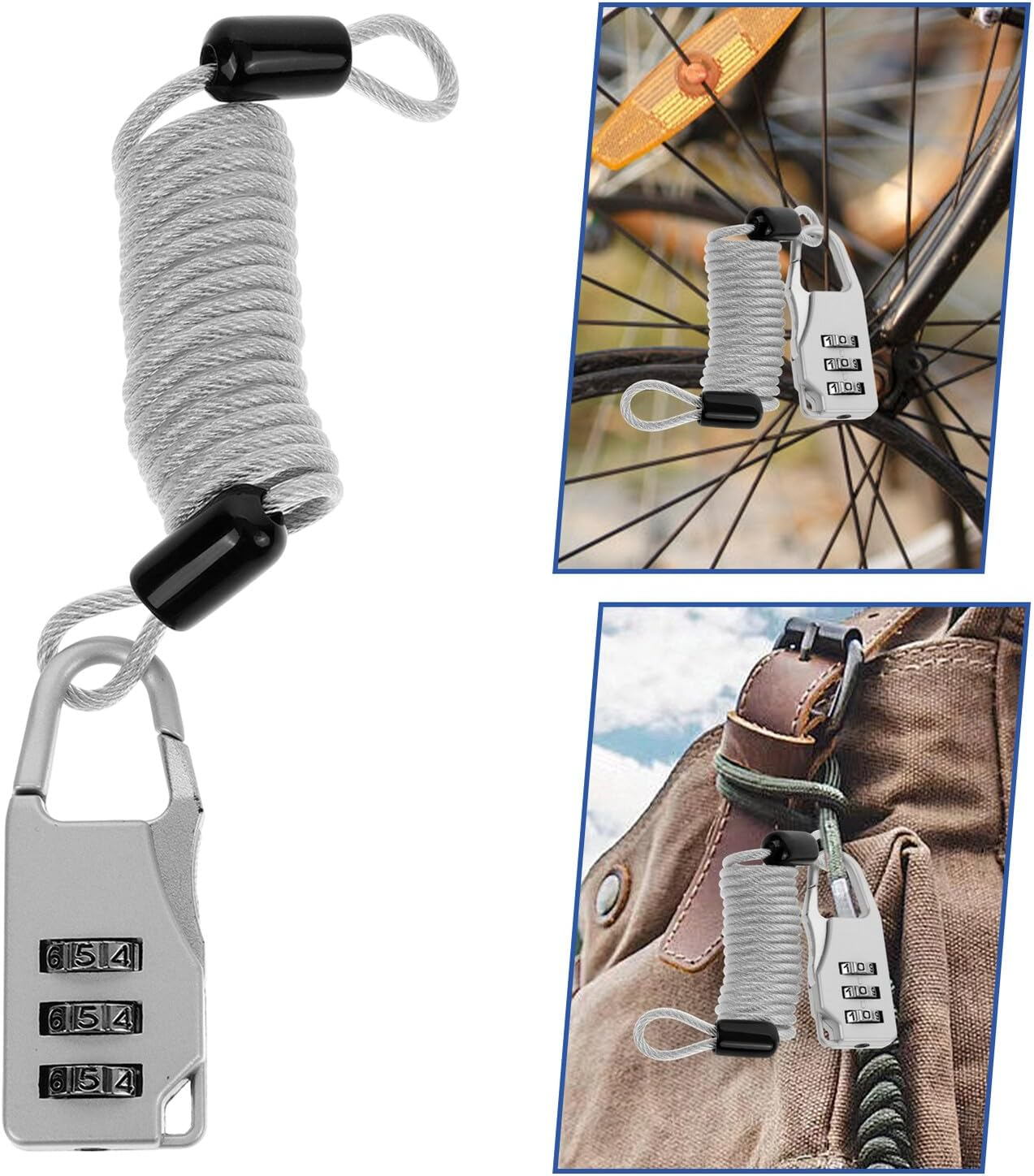 Baluue Theft Wire Rope Cable Lock for Luggage Backpacks and Travel Gear Combination Lock Feature Secure Your Belongings during Outdoor Trips Daily Use image number 4