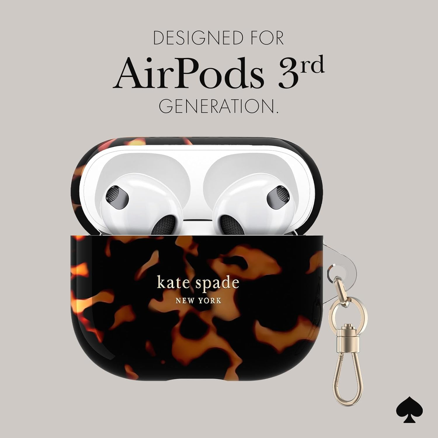 Kate Spade New York Airpods Protective Case with Keychain Ring - Tortoiseshell, Compatible with Airpods 3Rd Generation image number 2