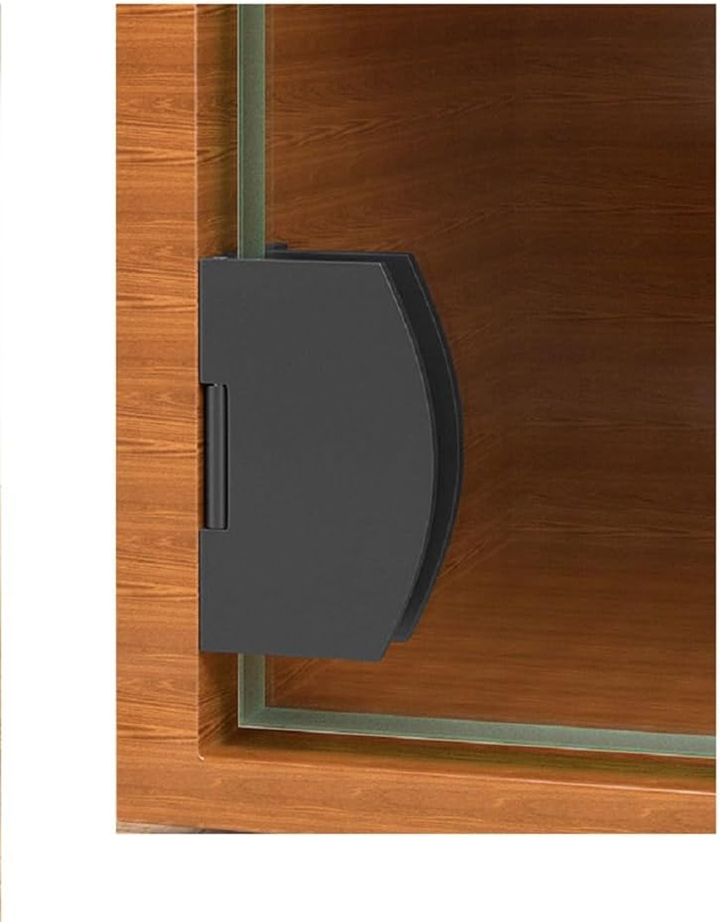 [2 Pieces] Cabinet Door Hinge Bathroom Cabinet Frameless Glass Door Hinge Display Cabinet 90 Degree Hinge for 5-7Mm Glass Door (Black)