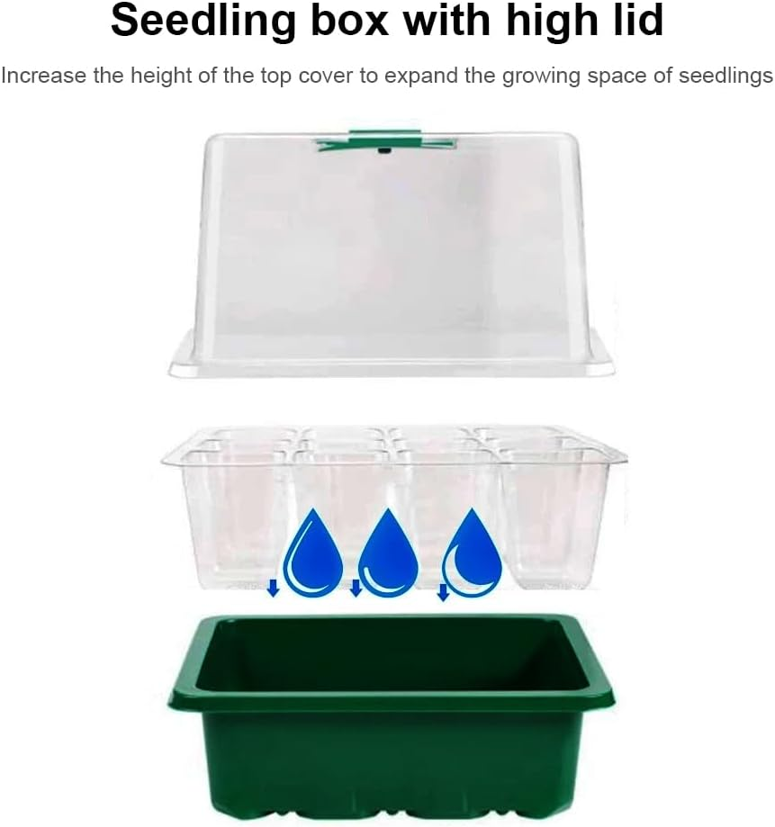 Cells Seed Starter Tray, 5-Set Seed Starter Tray Kits, Reusable Plant Germination Trays with Humidity Lid, Base Mini Greenhouse Germination Kit for Seeds Growing Starting image number 6