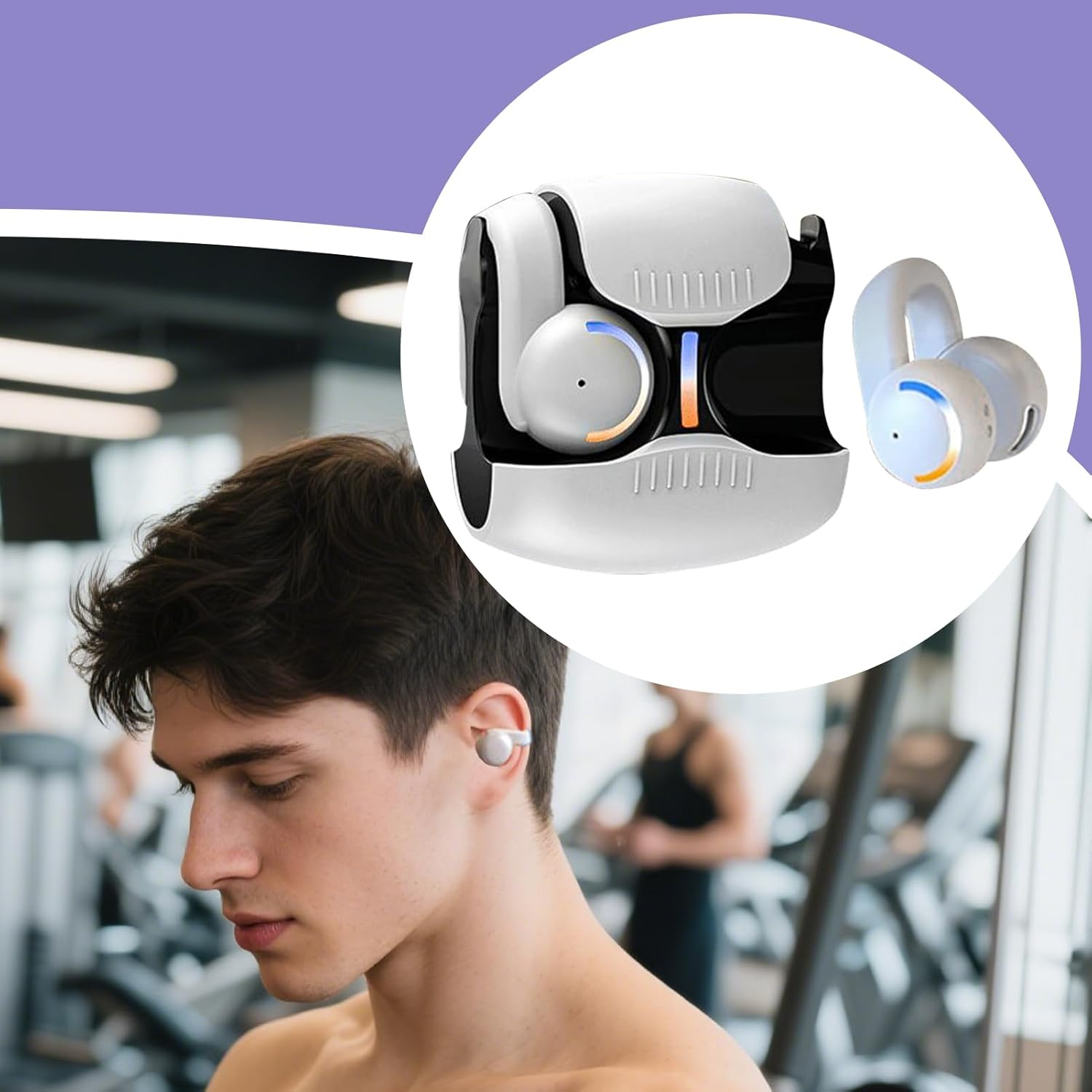 Open Ear Clip Wireless Earbuds,Earbuds Clip on | Lightweight Wireless Comfortable Bone Conduction Earphones Noise Reduction for Cycling Workouts Workplace Running Travel image number 2