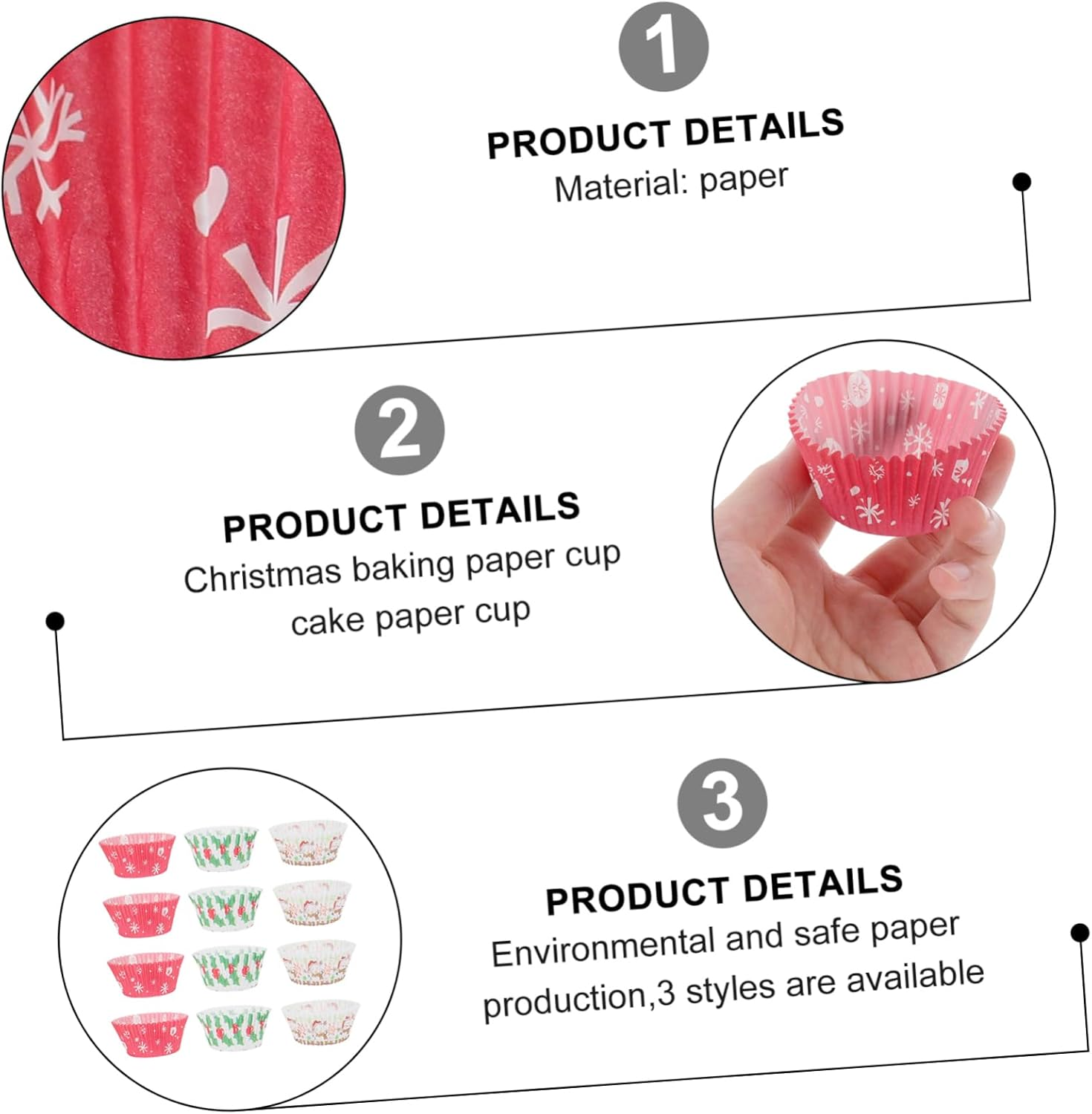 MAGICLULU 400Pcs Christmas Cake Paper Tray Baking Cups Snowman Xmas Leaf Snowflakes Cupcake Liner Paper Baking Liner Random Style image number 6