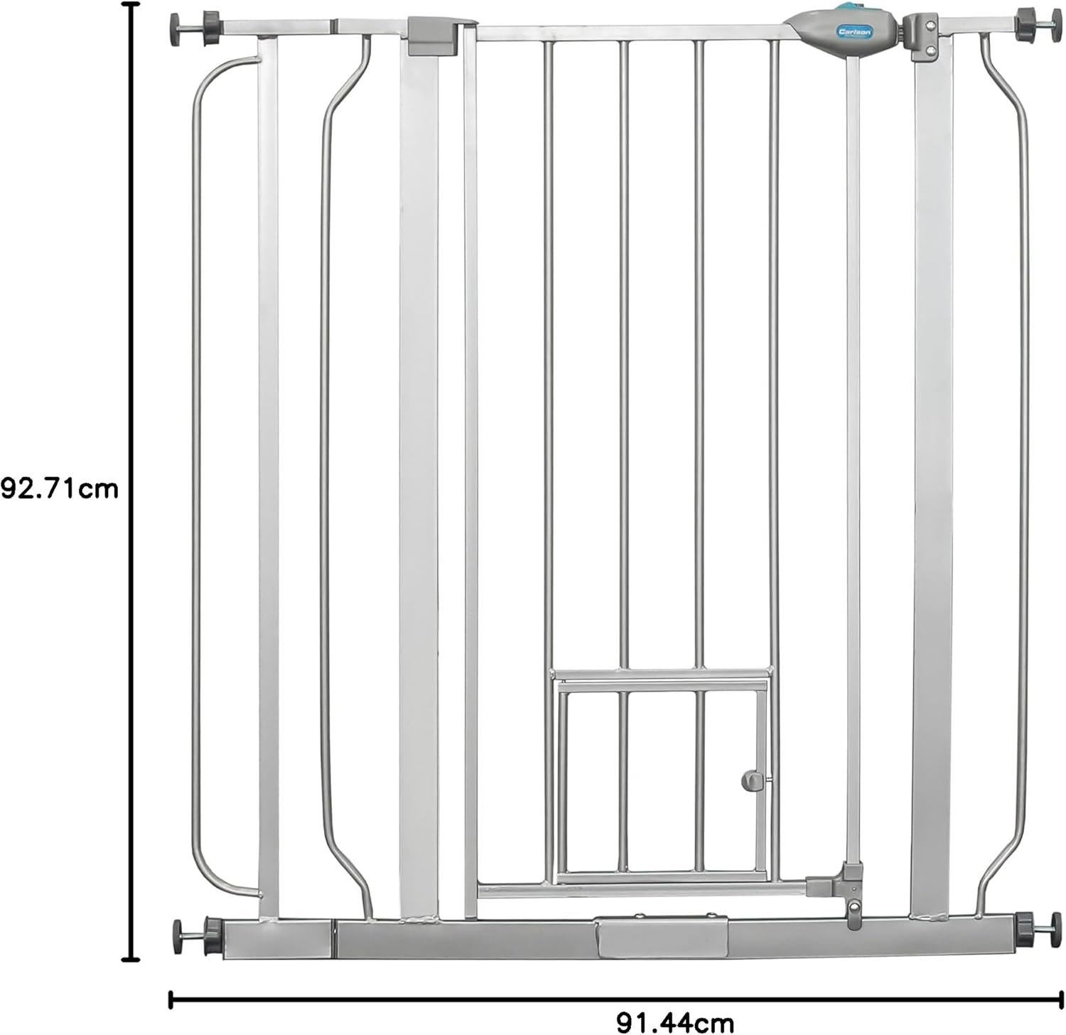 Carlson Extra Tall Walk through Pet Gate with Small Pet Door, Includes 4-Inch Extension Kit, 4 Pack Pressure Mount Kit and 4 Pack Wall Mount Kit, Platinum, Gray image number 4