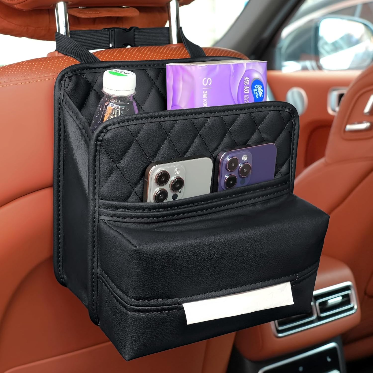 Car Seat Back Hanging Bag Car Document Holder Multi-Pocket Bottle Bag Storage Box Organizer Travel Tidy Pouch Pocket Kids