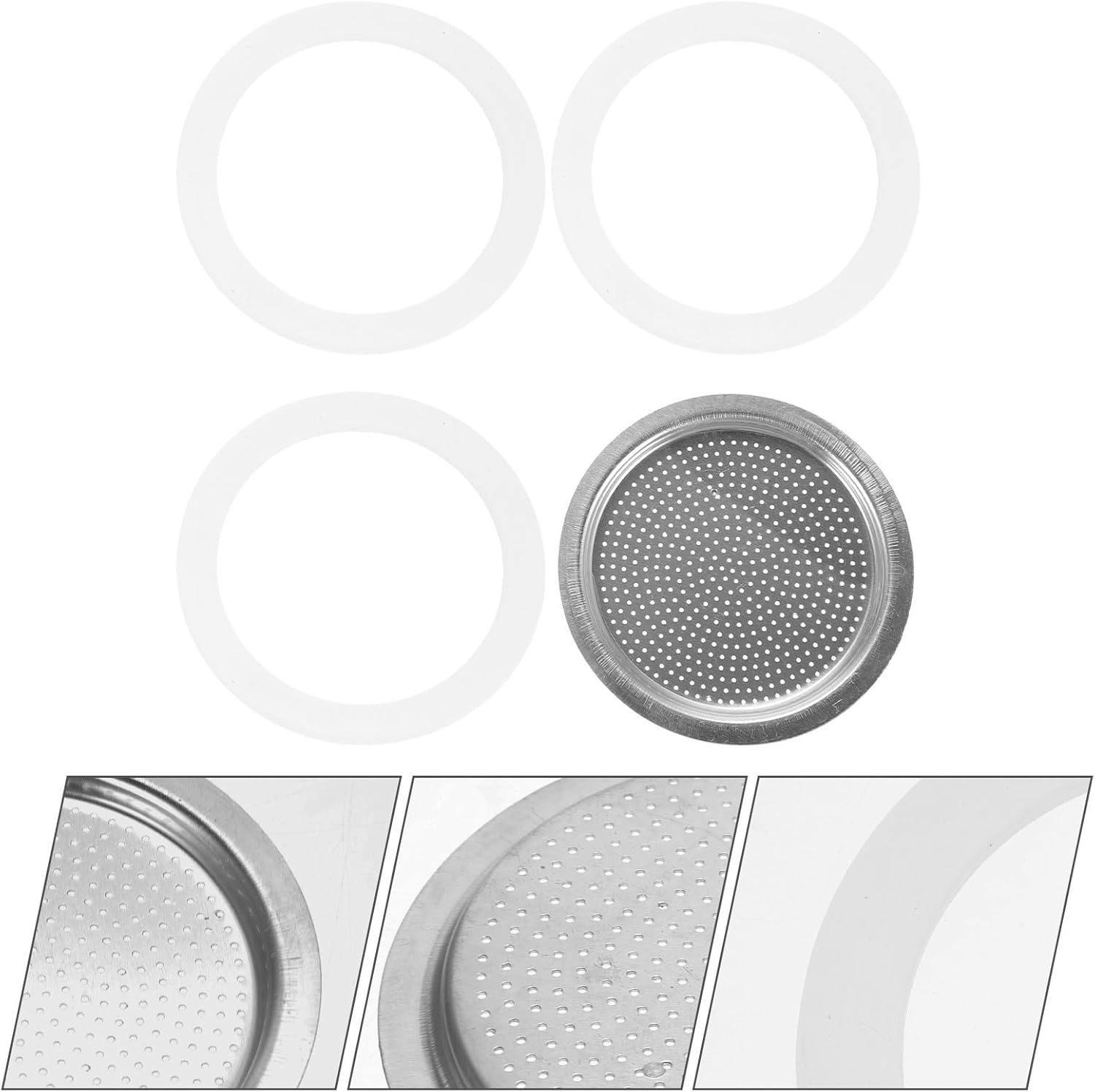 JEWEDECO Silicone Gasket Seal Coffee Pot Parts Replacement for Cup Stainless Steel Filter Espresso Maker Food-Grade Silicone and Stainless Steel Easy to Install and Wear-Resistant image number 4