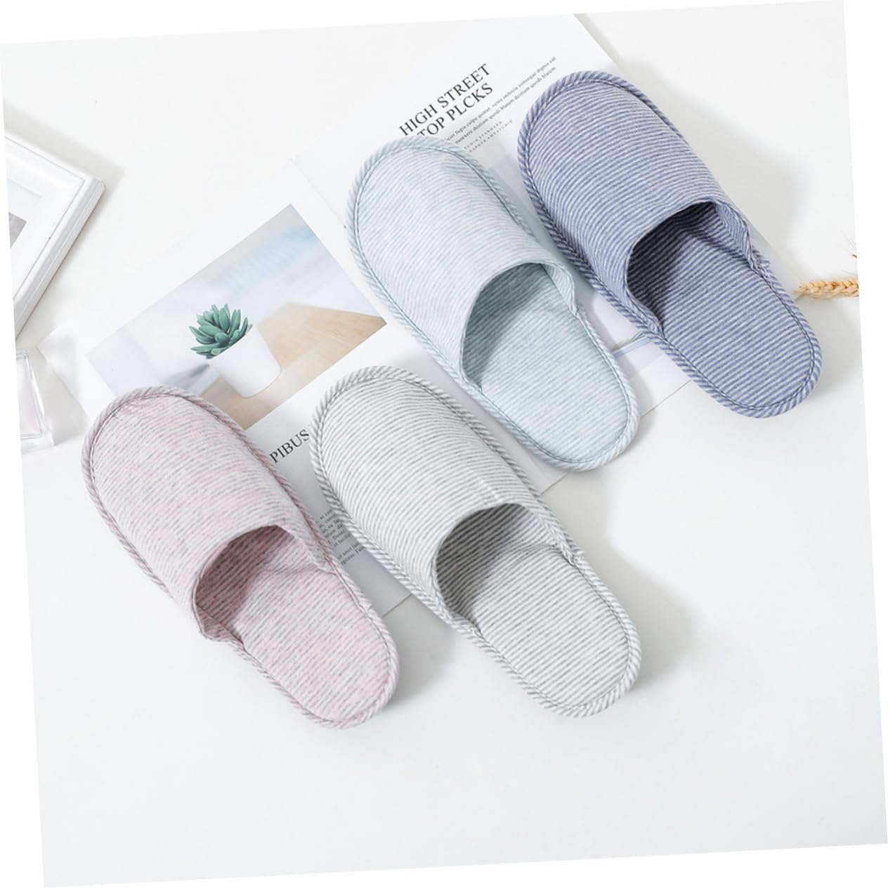 Outanaya Foldable Cotton Travel Slippers Lightweight Portable Indoor Soft Sole with Storage Bag for Men Women Comfortable Hotel Spa Home Use Random Color image number 1