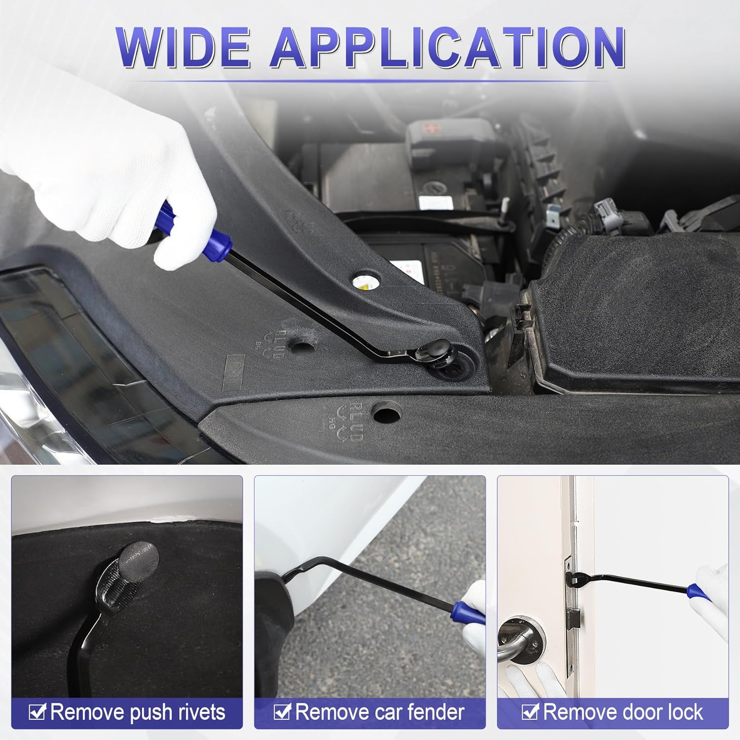 Livtee 5 Pcs Auto Trim Removal Tool Kit, Interior Door Panel Clip Removal Set for Vehicle Dash Radio Audio Installer (Blue) image number 1