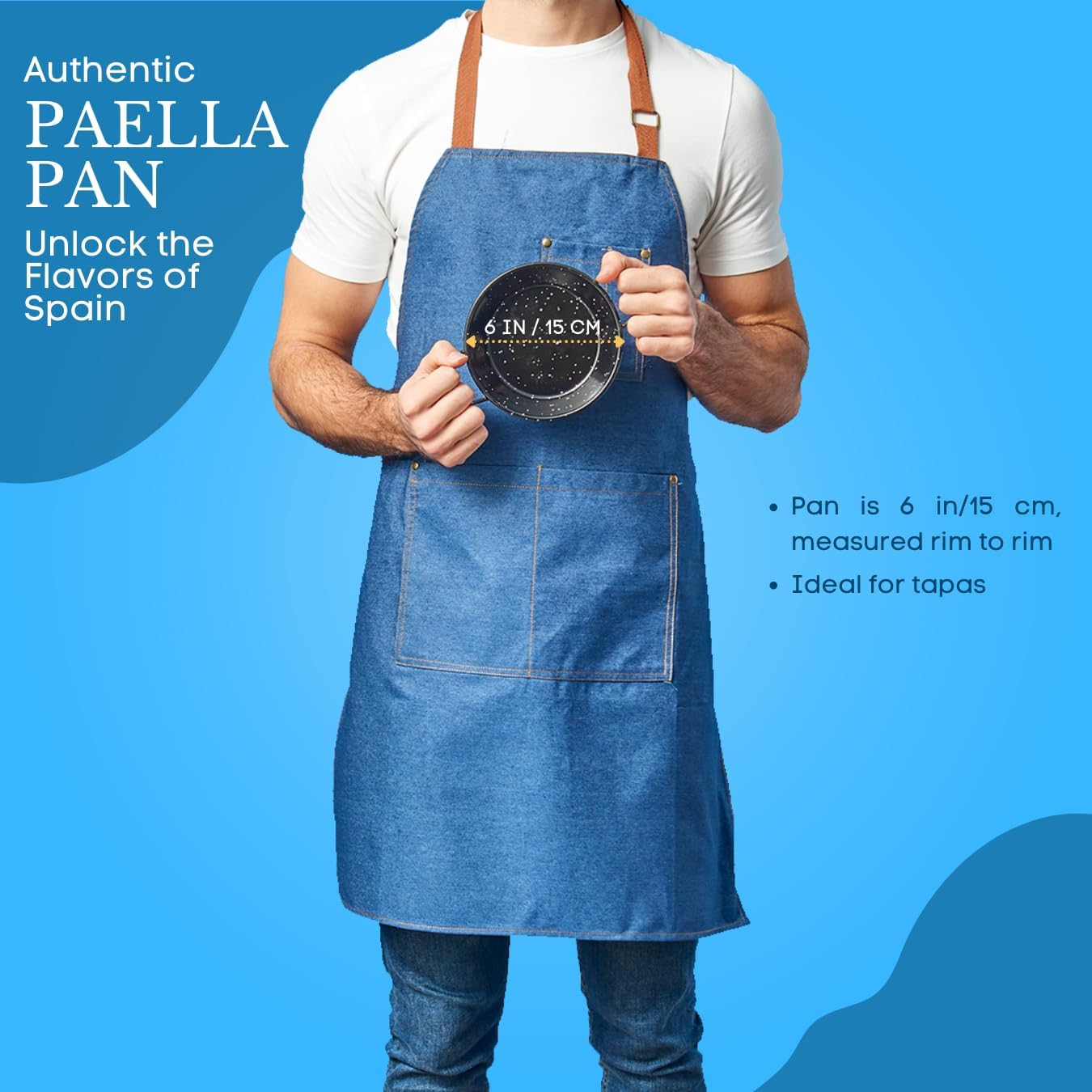 GARCIMA Enamelled Mini Paella Pan, Black, PW-20211-10 15Cm