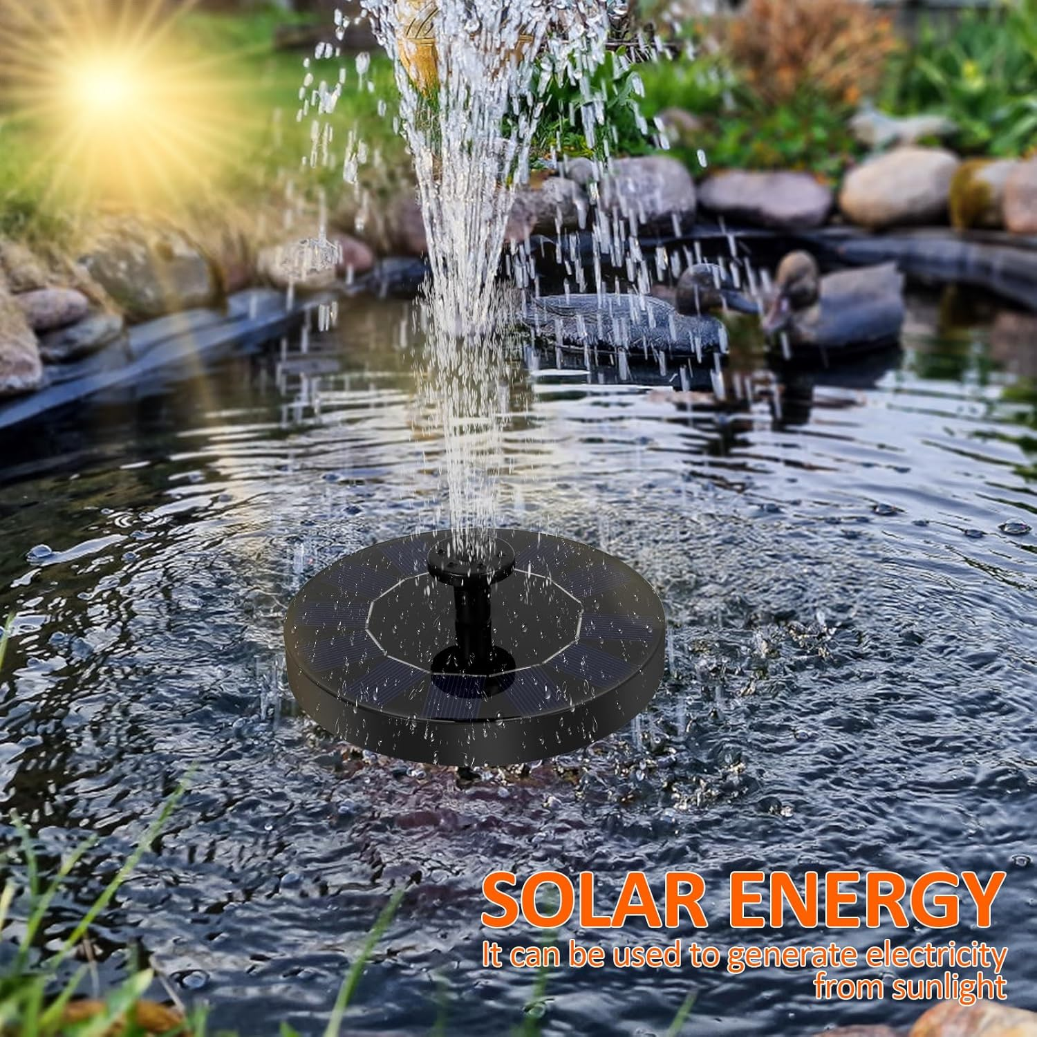 Outdoor Solar Fountain, Solar Powered Bird Bath Fountain with 6 Nozzles,Floating Solar Powered Fountains for Garden Pond Swimming Pool (13 Cm) image number 1