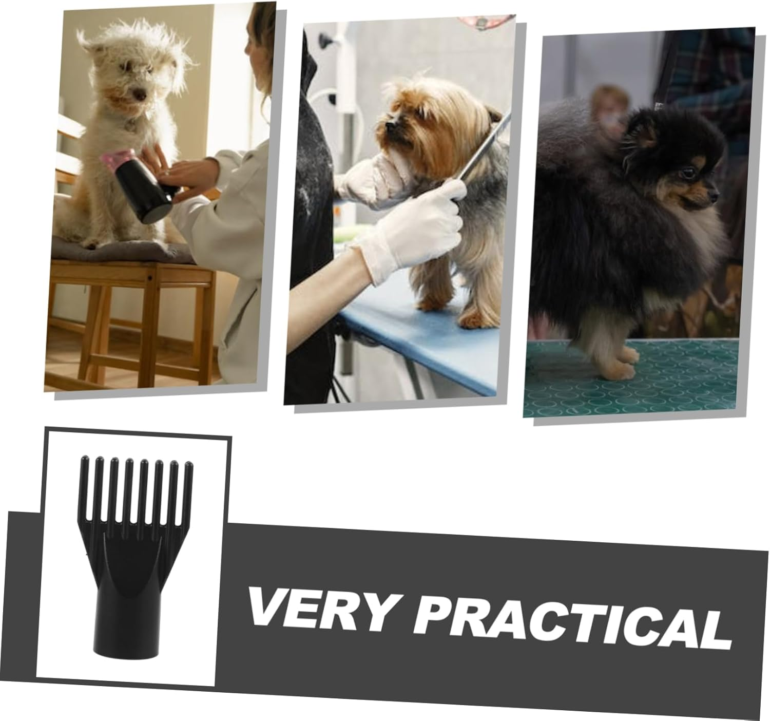 DONFAMDS Heat Resistant Abs Hair Dryer Nozzle Attachment for Pets Reusable Blow Dryer Comb Airflow to Smooth and Hair image number 3