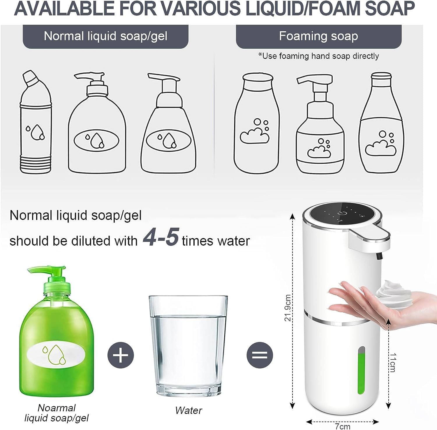 Automatic Soap Dispenser &ndash; Touchless Foaming Soap Dispenser 380Ml Dispenser Wall Mounted 4Levels Adjustable Foam Soap Dispenser Pump for Bathroom Kitchen Dish Soap image number 6