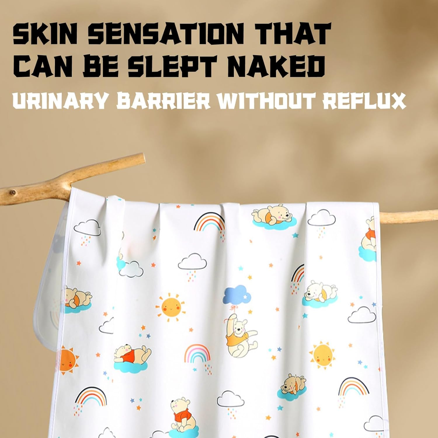 Waterproof Baby Change Mat - 120X70Cm Reusable Underpads for Diaper Changing, Mattress Protector - Soft Cotton, Portable & Washable for Toddler, Kids, Older Adults (Bear) image number 2