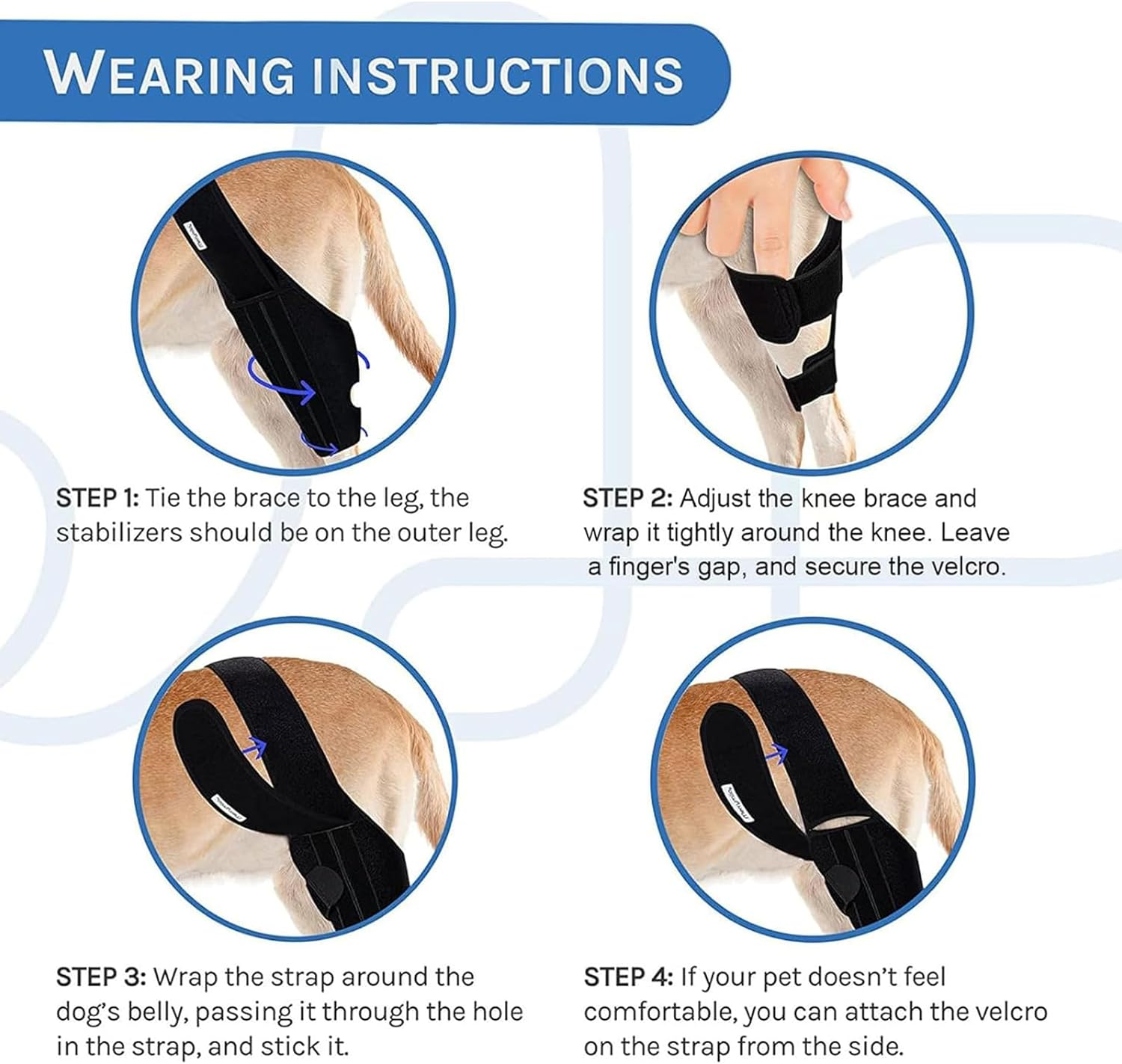 Visuivit Dog Knee Brace for Support with Cruciate Ligament Injury, Arthritis and Knee Cap Dislocation, Better Recovery ACL Brace, Adjustable Rear Leg Braces Dogs, Pet Brace (M, Normal Style) image number 1