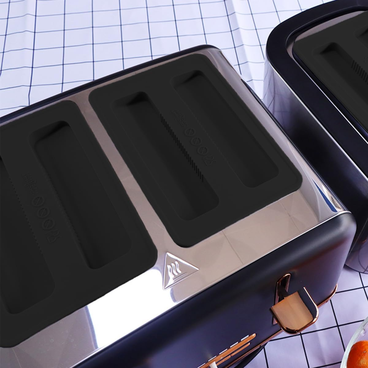 Silicone Toaster Cover, Dust Protection Lid for Bread Maker and Sandwich Machine, 2 Pack (Black)