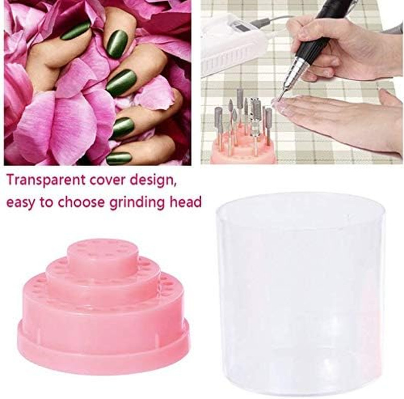 KDDOM 48 Holes Nail Drill Holder Nail Art Plastic Drill Stand Professional Nail Printer Shell Holder Nail Tools (Pink) image number 2