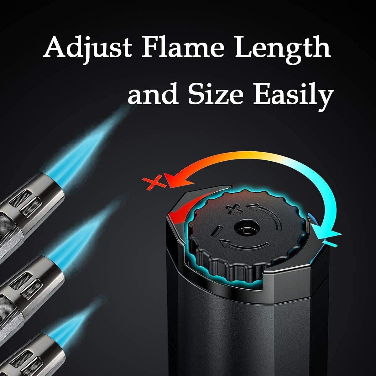 2Pack Torch Lighters Refillable Butane Gas Lighter Windproof Double Jet Flame Adjustable Butanetorch Blow Lighters for BBQ Camping(Without Gas)