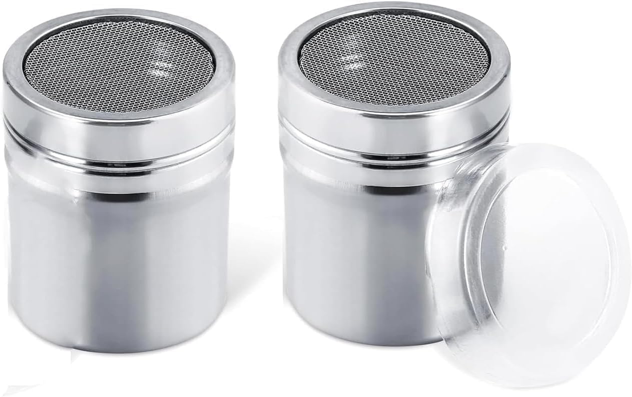 2Pcs Chocolate Shaker,Chocolate Powder Shaker Stainless Steel Coffee Icing Sugar Shaker Duster Flour Sifter with Lid Cocoa Spice Powder Shaker Flour Shakers for Kitchen Cappuccino Coffee Latte image number 3
