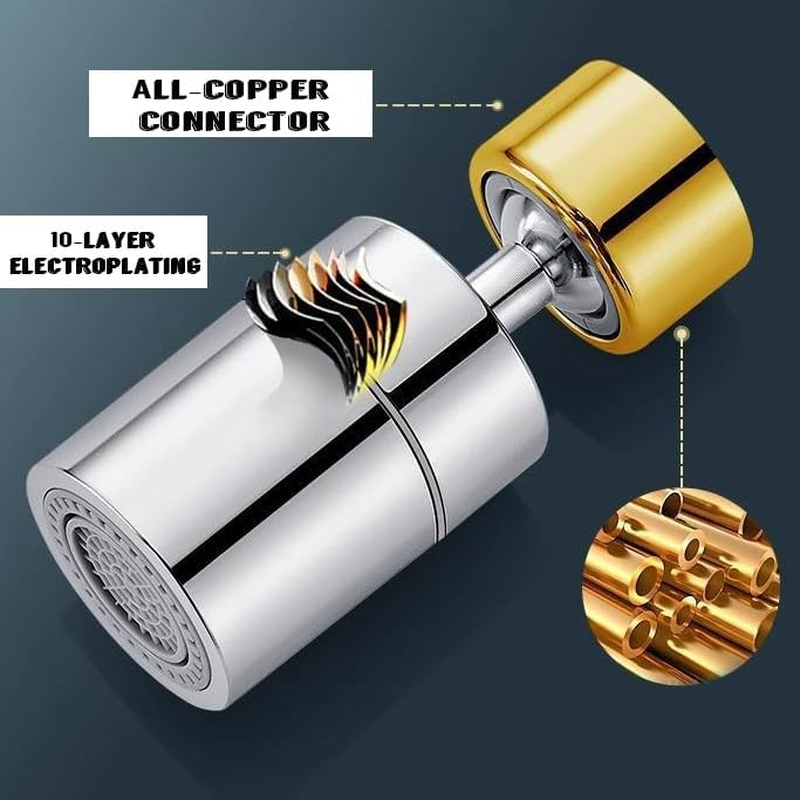 Rotating Tap Attachment Extension, 1080 Degree Multifunctional Extension Tap, Rotating Tap, Swivel Water Tap Attachment, Faucet Extender - BPA Free