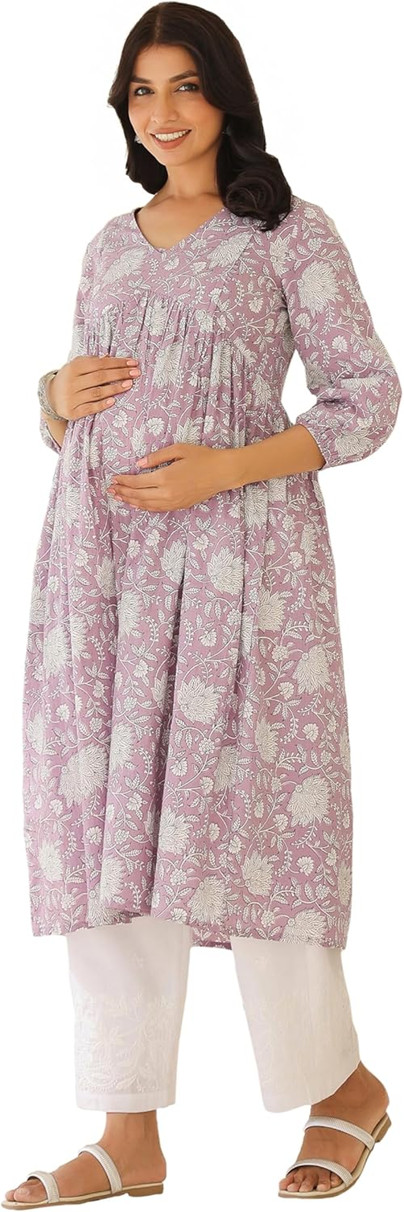 Janasya Maternity Nursing Kurta with Breastfeeding Feature for Pre and Post Pregnant Women image number 2