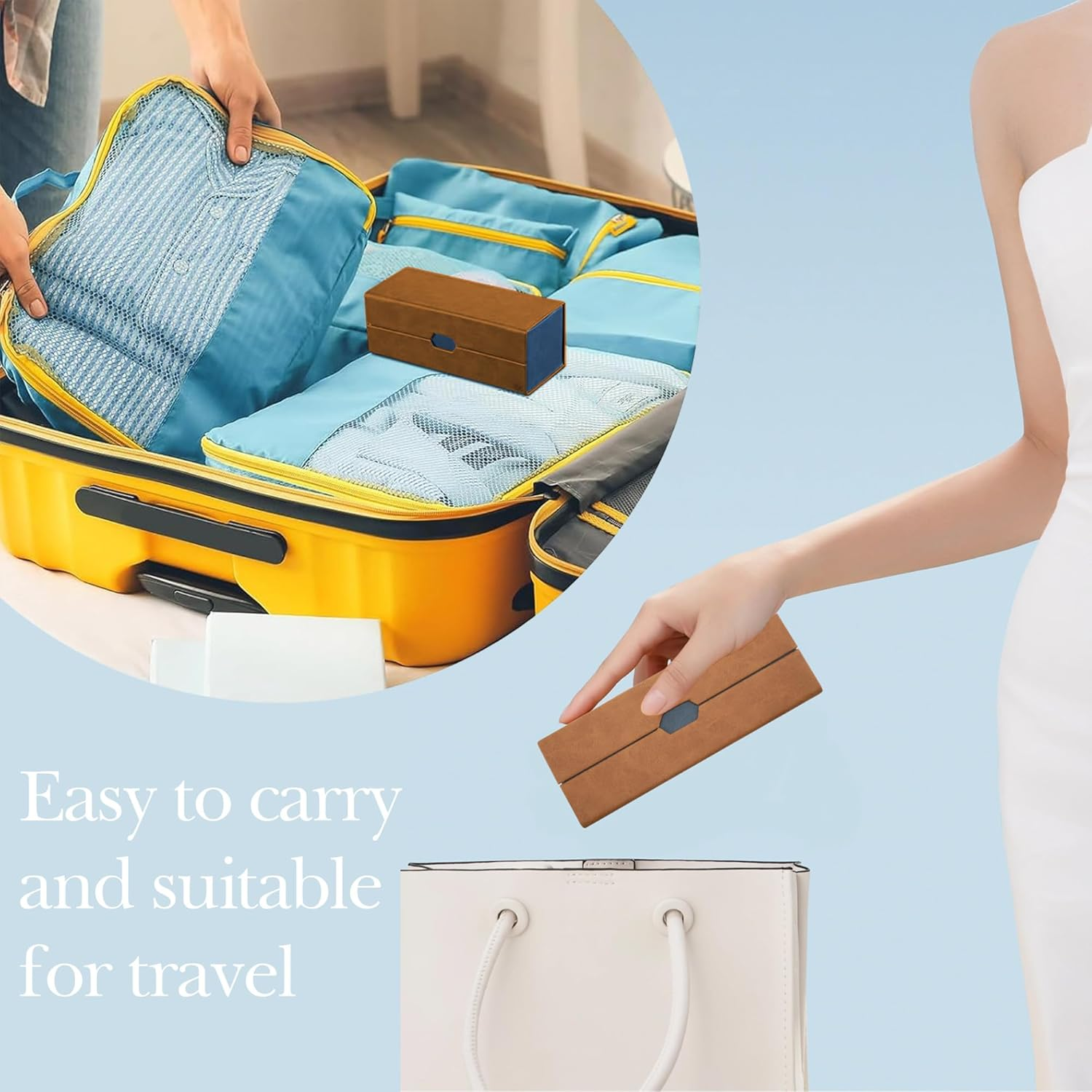 Reignsword 2 in 1 Contact Lens Case and Glasses Case, Double Sided Portable Contact Lenses Travel Cases, Sunglasses Holder for Men & Women, Contacts Lens Box Fit 30 Lenses (Brown) - Brown image number 5