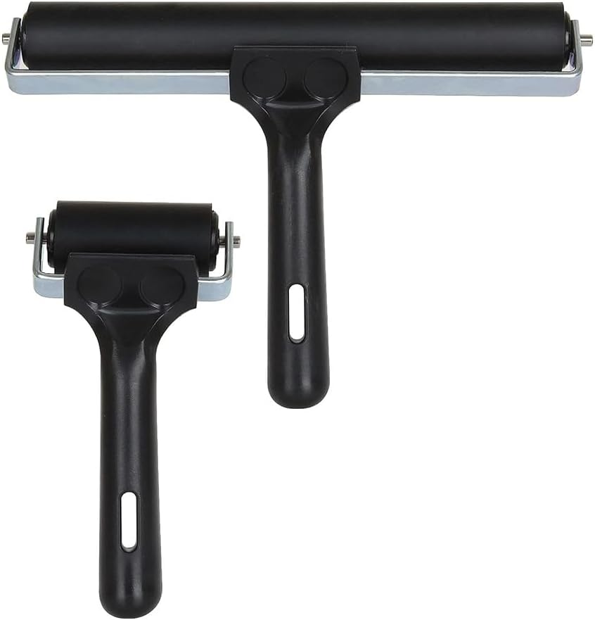 Rubber Roller Brayer for Crafting, 2Pcs Printmaking Brayer Roller Ink Roller Tool,Rubber Roller Brayer Roller Hard Rubber,Rubber Brayer Roller,Vinyl Rubber Roller,Ink Painting Brayer,Glue Roller Tool image number 6