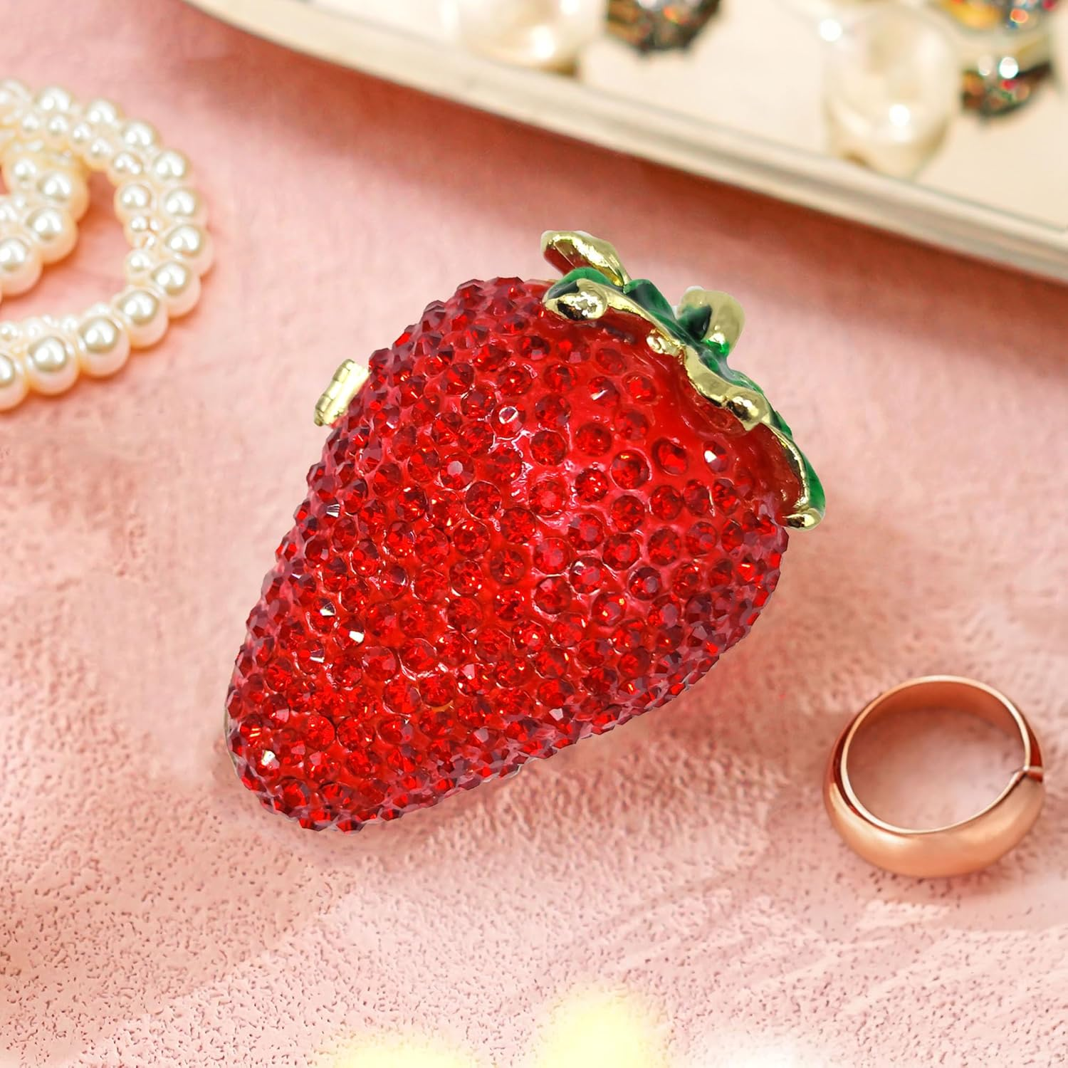 Strawberry Jewelry Trinket Box Hinged Unique Gifts for Women Handmade Home Decor(Pro) image number 6