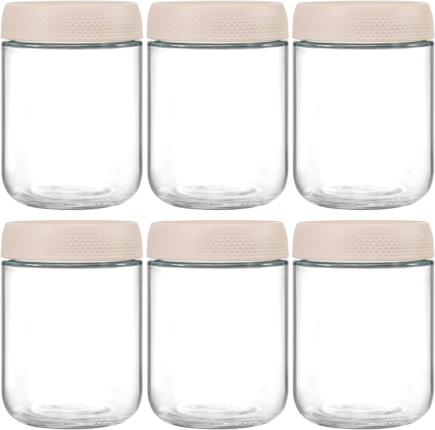 NETANY 6-Pack 16 Oz Overnight Oats Containers with Lids, Glass Jars with Airtight Lids, Wide Mouth Mason Salad Jars, Glass Food Storage Containers for Snacks Yogurt Spice Sugar