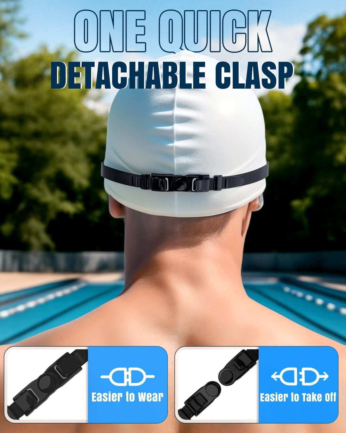 Swim Goggles Large Frame, Swimming Glasses for Children, Anti-Fog, Watertight, 180&deg; Wide Field of View Leak Proof Swimming Goggles with Ear Plugs, Nose Clips for Women Men Adult Teenagers image number 5