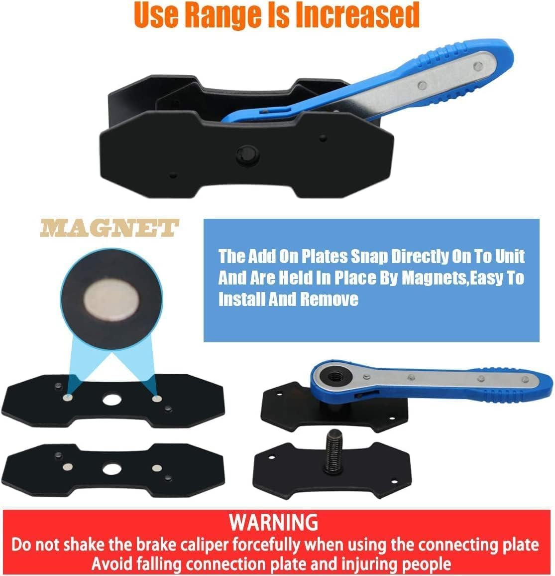 Brake Caliper Press Tool, 360&deg; Adjustable Car Ratcheting Brake Caliper Piston Spreader Press Tool, Brake Piston Compressor Tool, Blue image number 6