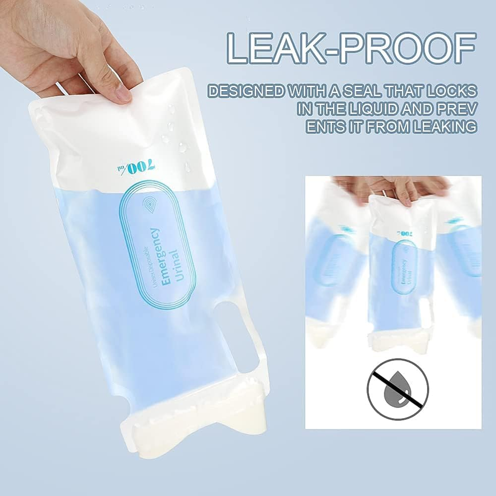 Disposable Urinal Bags (8 Pack/700 Ml)-Easy to Use & Portable for Camping Pee Bags-Unisex Urine Bag Is Convenient When Travel Traffic Jam for Vomit Bag-Portable Toilet Bag Suitable for Men Women Kids Patient image number 3
