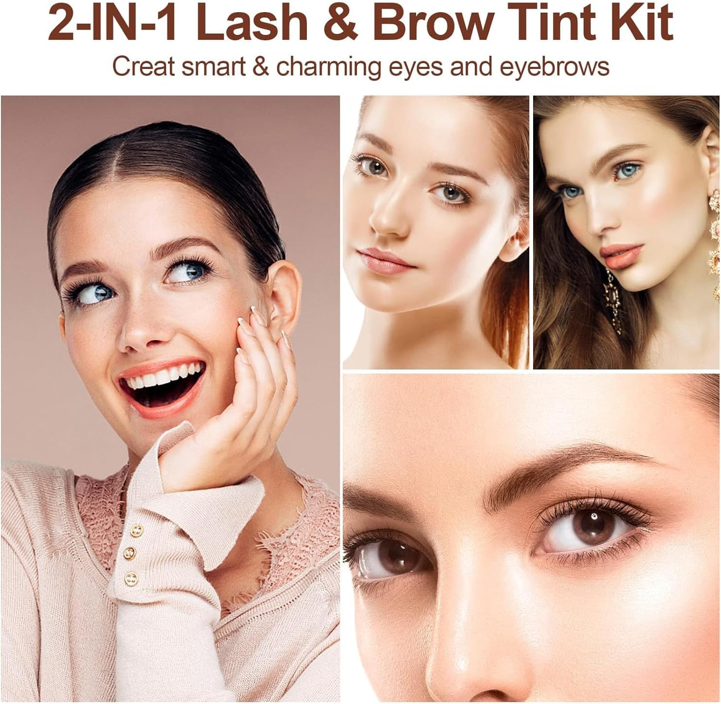 Instant Lash & Brow Set, Natural Bushy Eyebrow Makeup Kit, Long Lasting Spot Coloring 100% Gray Converge DIY Hair Dying for Salon Home Use - 7Ml (Dark Brown, M) - Dark Brown image number 3