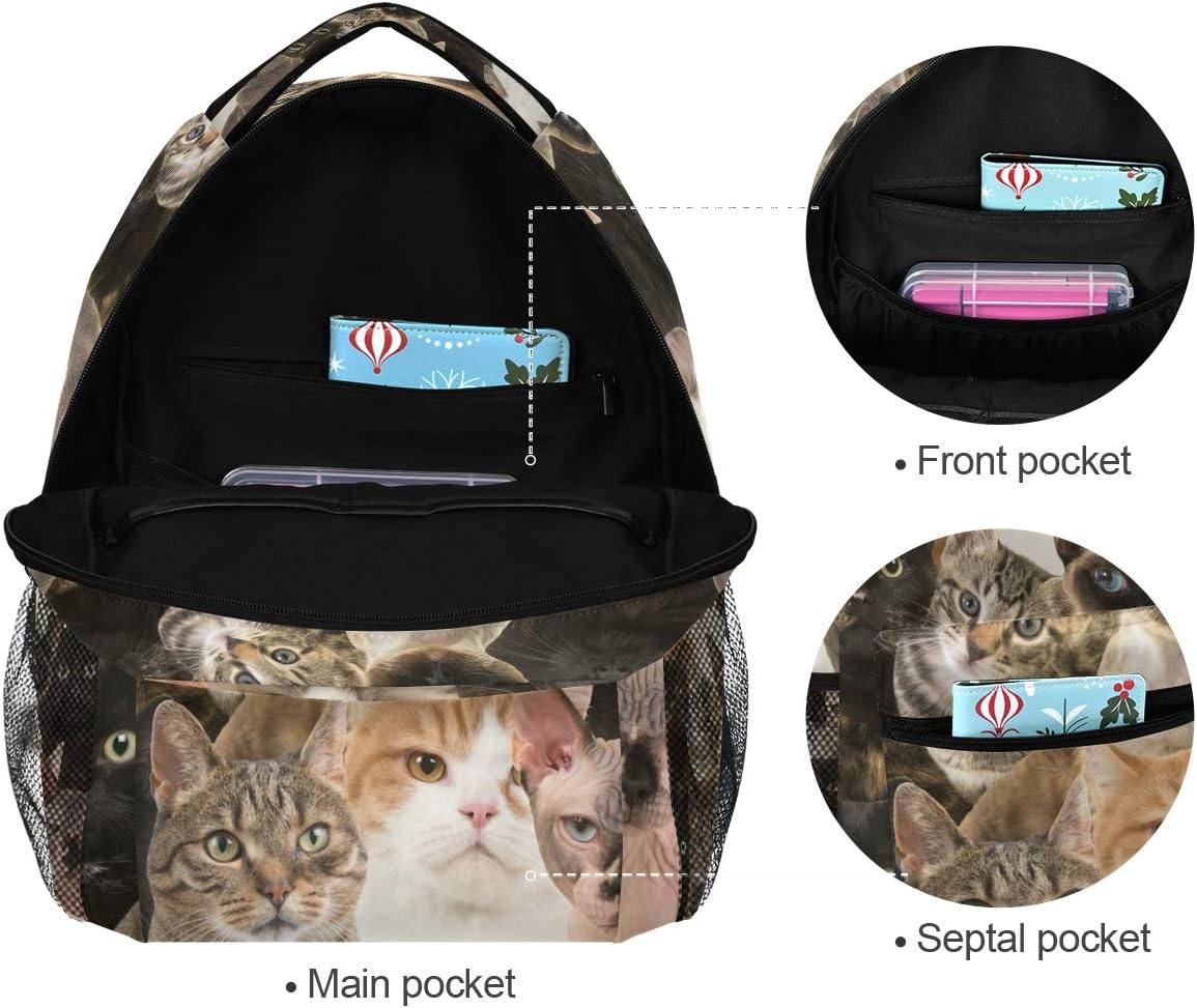 Rootti Backpack Bag Cat Animal Print Daypack Canvas School with Travel Bookbag Backpack for Teen Boys Girls Men and Women, Multi, One Size image number 6