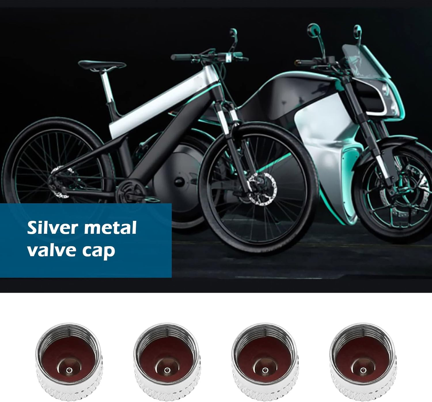 Emagtech 24PCS Tyre Valve Stem Caps Metal Car Tire Valve Lever Covers Tyre Dust Caps for Most Car Truck Motorbike Bicycle Scooter 8Mm Inner Diameter Silver image number 2