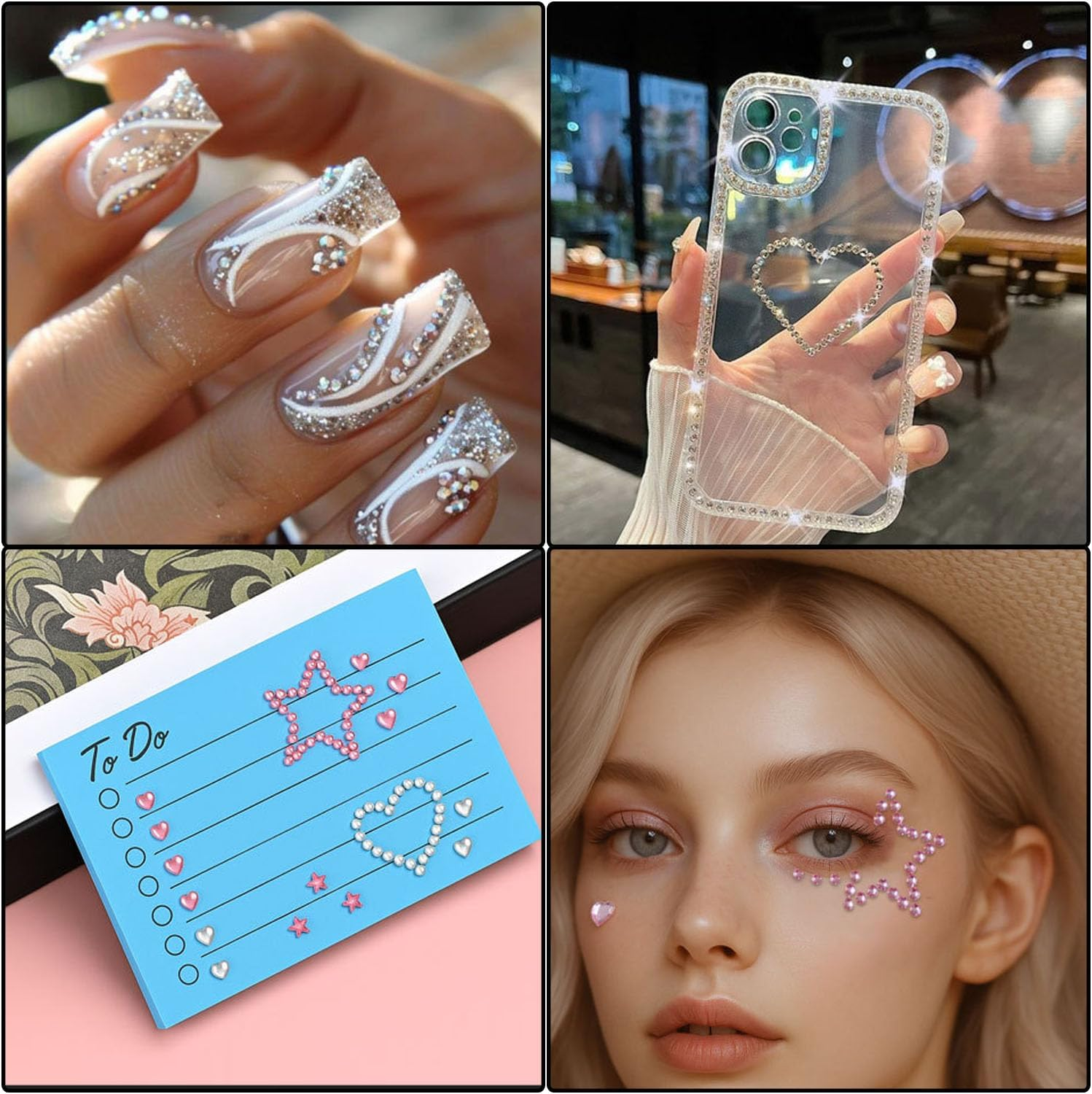 Mtxorvix Face Gems Hair Jewels, Self-Adhesive Eye Rhinestones DIY Stick-On, Self Adhesive and Pearls for Makeup, Festival Jewels, Hair Gems, Body Crystals Pearls for Face, Makeup, Crafts image number 2