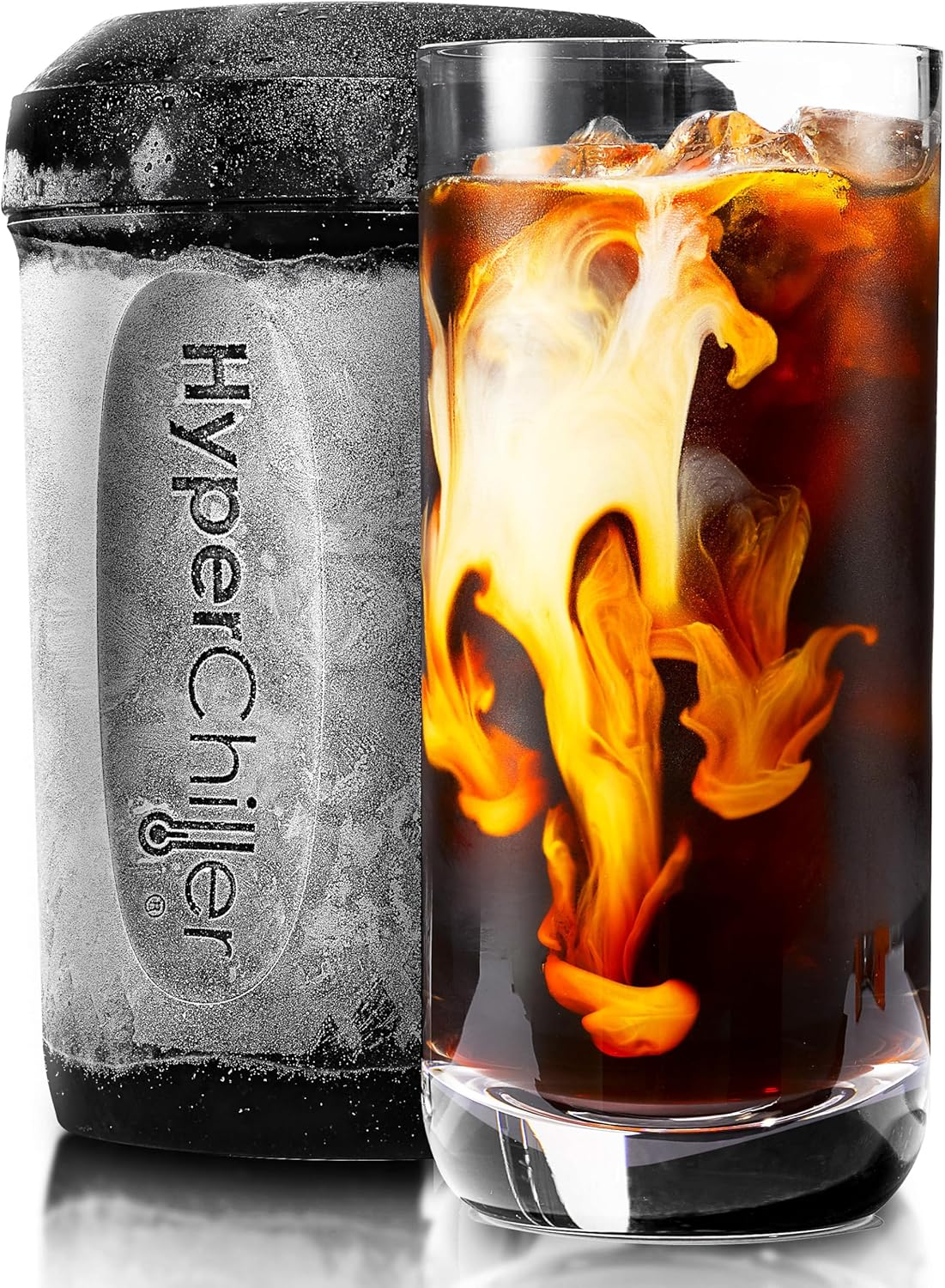 Hyperchiller HC3 Patented Iced Coffee/Beverage Cooler, New, Improved,Stronger and More Durable! Ready in One Minute, Reusable for Iced Tea, Wine, Spirits, Alcohol, Juice, 12.5 Oz, Black image number 1