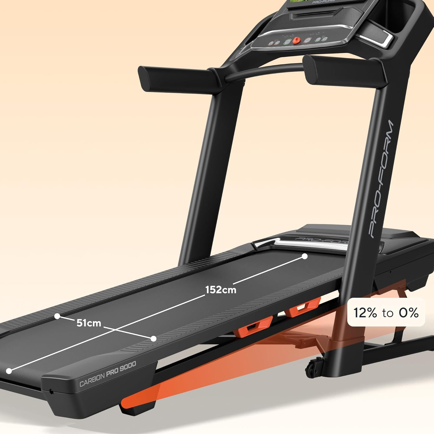 Proform Carbon Pro 9000, for Home Use, Walking or Running, with 16" Display, Digital Incline Control, Bluetooth Headphone Compatible, Space Saving Design (Folds Away) up to 20 KPH - (2025 Model) image number 2