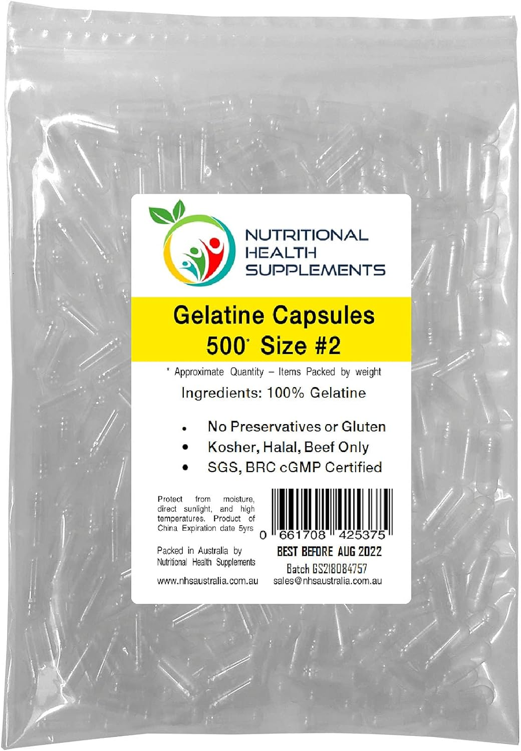 500 X Size 2 Empty Clear Gelatin Capsules Kosher Halal Gelatine Gel Caps