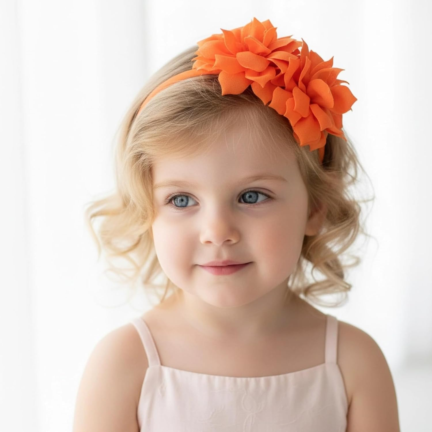 2 Pieces Artificial Flower Headbands Vintage Headband Fascinator for Women Hair Bands Solid Color Hair Accessories for Cocktail Tea Party Hat Decoration (Orange and Red)