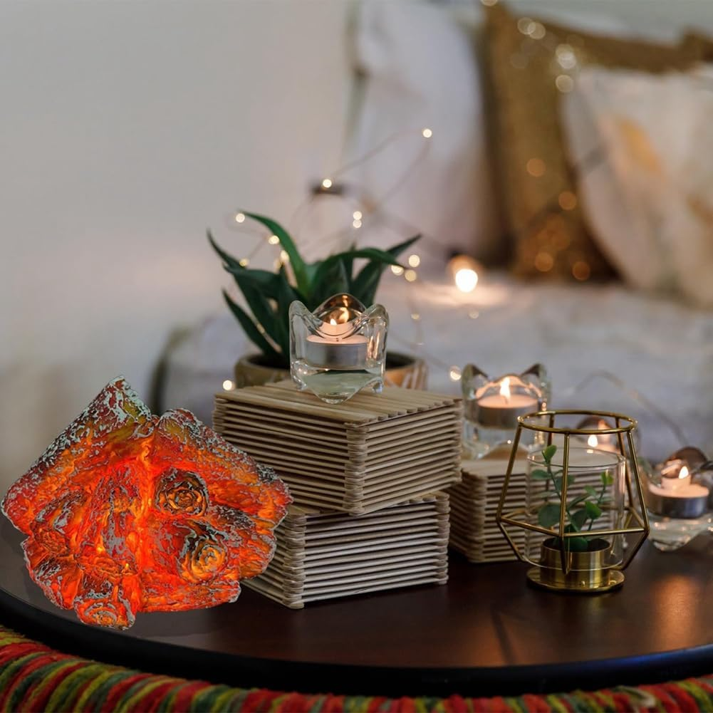 LED Artificial Fire Flame Light, Flameless Fireplace Light LED Fireplace with Realistic Log Wood Burning Flame Easy to Use