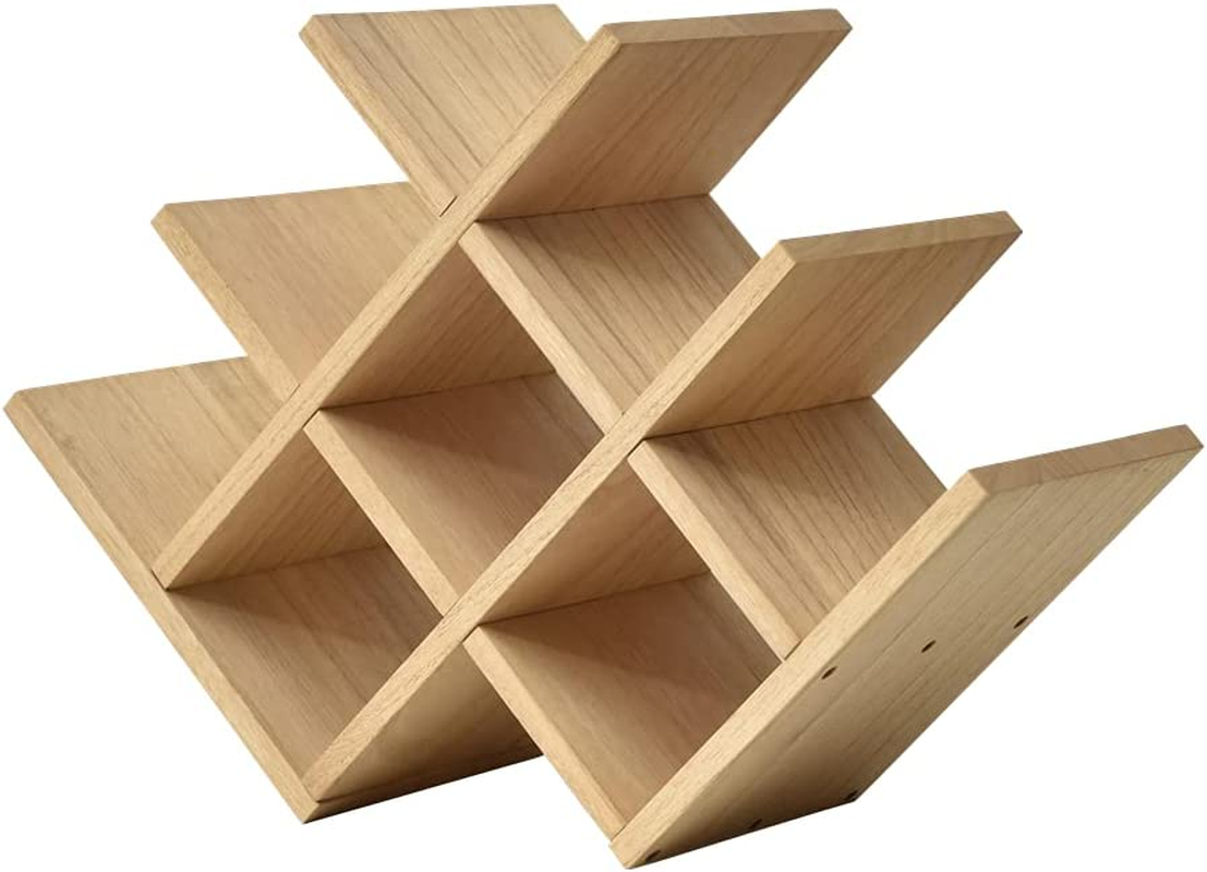 KIRIGEN Wooden 13-Bottle Wine Rack - Nature Wood 4-Tier Wine Display Rack/Free Standing and Countertop Storage Shelf - Bottle Holder/Cabinet Glass XHJJ4-NA