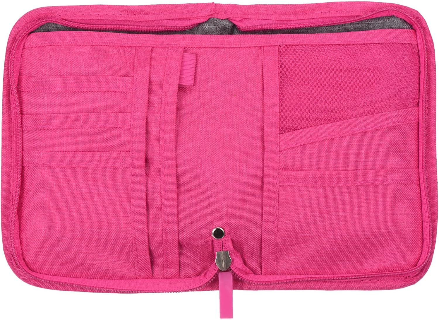 Uxcell Travel Document Organizer, Travel Passport Wallet Family Passport Holder RFID Blocking Clutch Bag Card Case for Women & Men, Rose Red image number 1