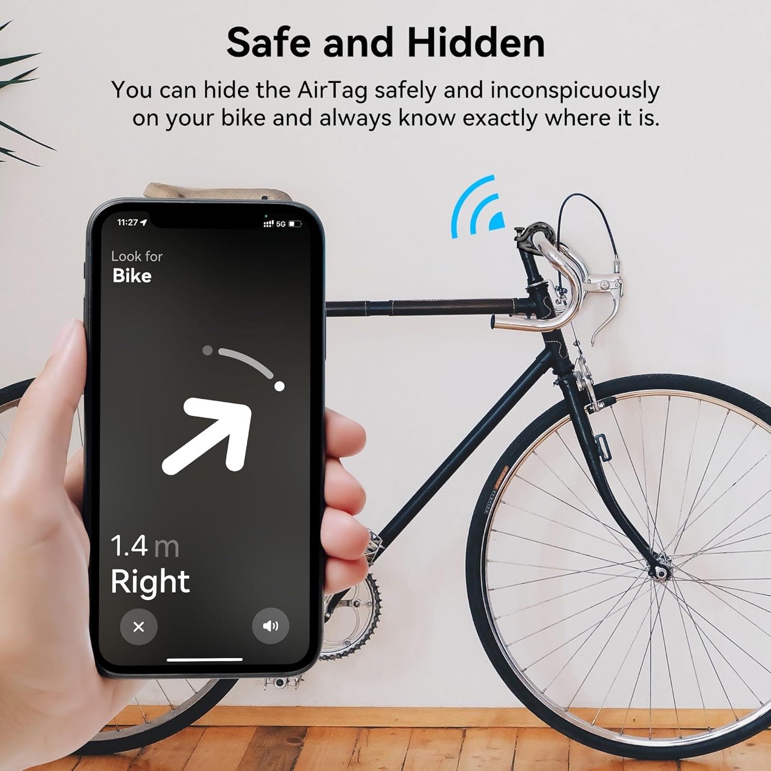 Bicycle Bell for Airtag, Airtag Hidden in the Bell, Waterproof, Incl. Screws & Tools, for Bike MTB Mountain Bike, Fits 22-31.8 Mm Handlebars image number 1