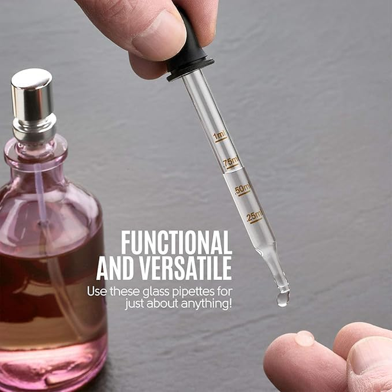 Pack of 2 Glass Eye Dropper with Measurement Glass Medicine Droppers Tool Long Short Bent Straight Tip Calibrated Pipettes Dropper Accurate Dose Dropper Measurer for Essential Oils Ear Lab (2) image number 3