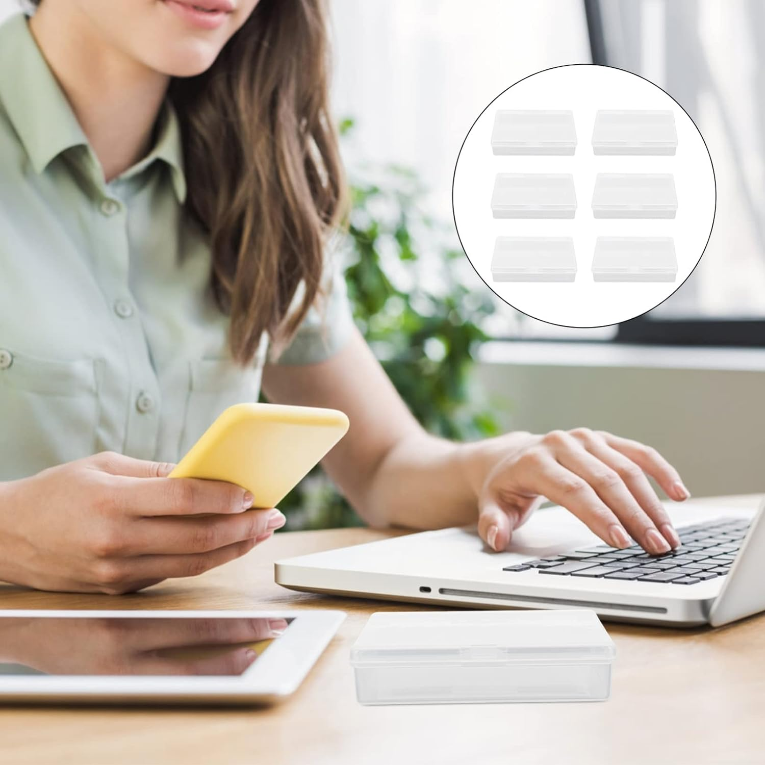 TOYANDONA 6 Pcs Transparent Plastic Card Storage Boxes with Secure Lock Latch Portable Organizer for Playing Cards Beads Coins and Jewelry image number 3