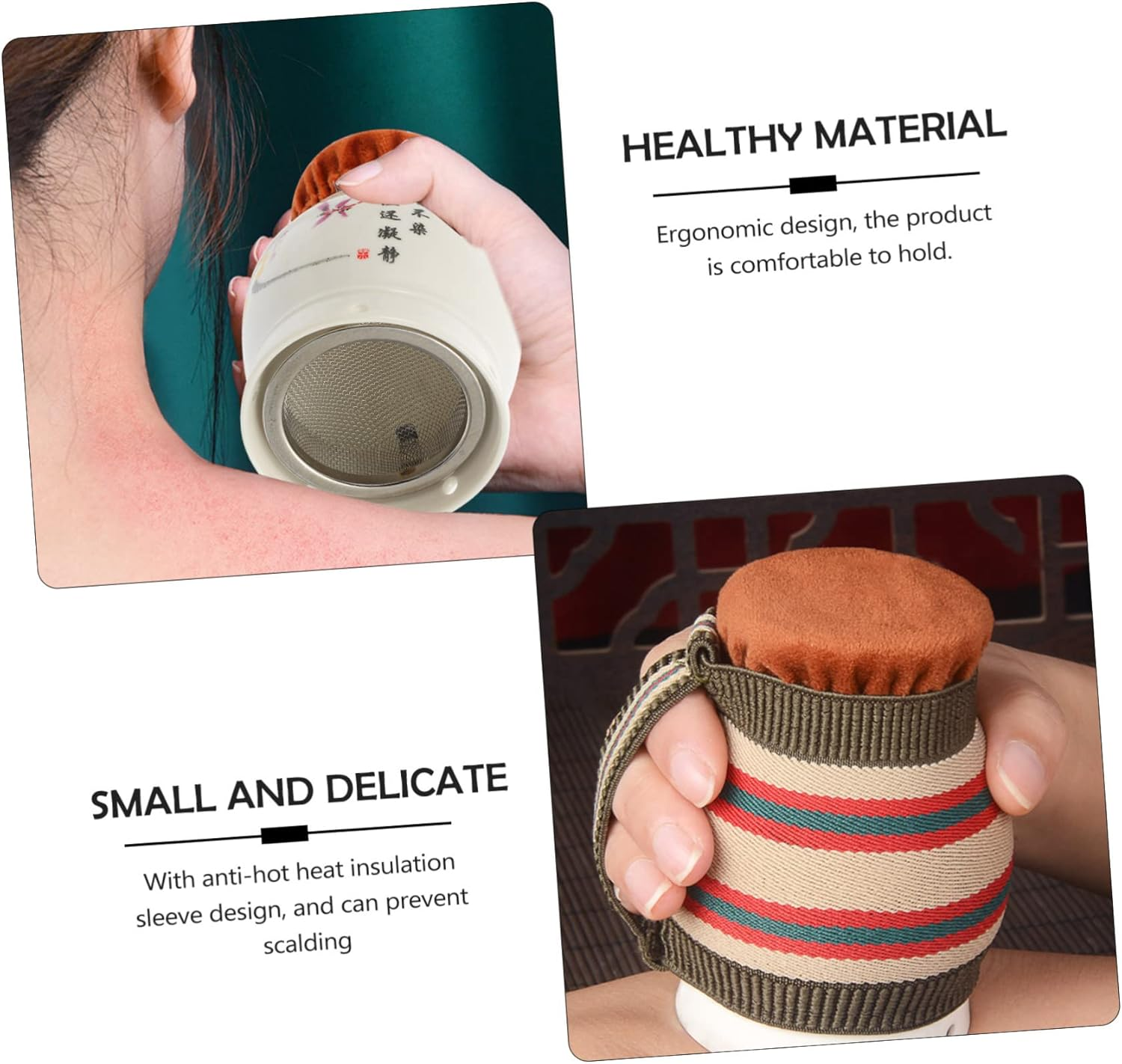 Ceramic Moxibustion Cup Household Dual Heat Insulation Moxa Burner Pot with Ash Mesh Ergonomic Handheld Therapy Tool for Full Body Scraping and Moxibustion Care - Assorted Color image number 5